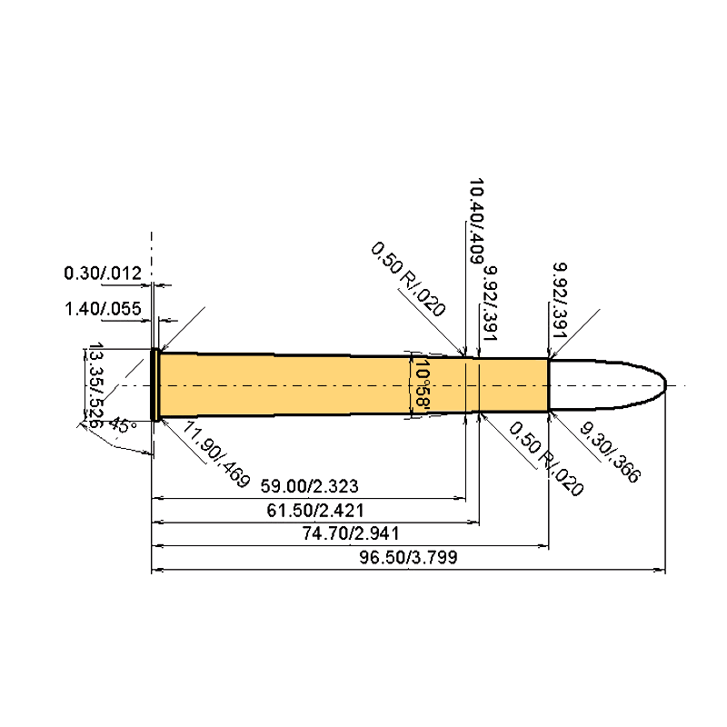 9.3 x 74 R Catridge Dimensions