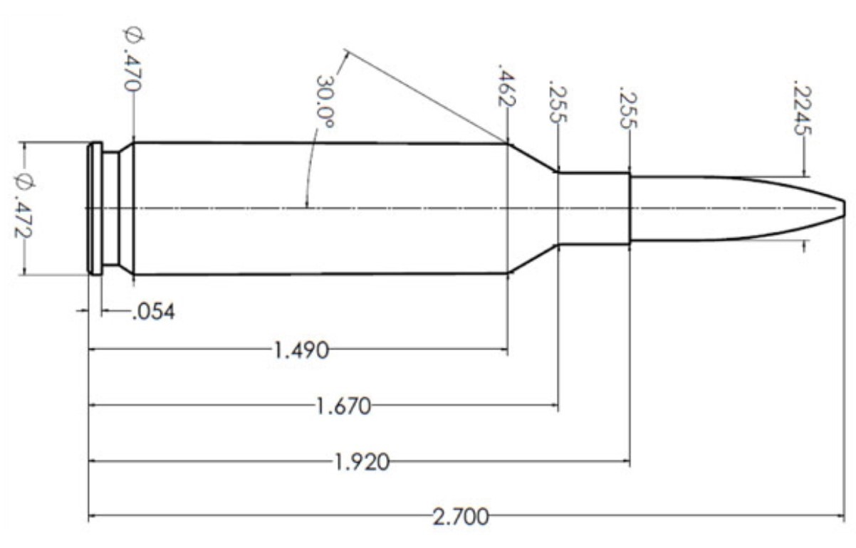 .22 Creedmore Catridge Dimensions