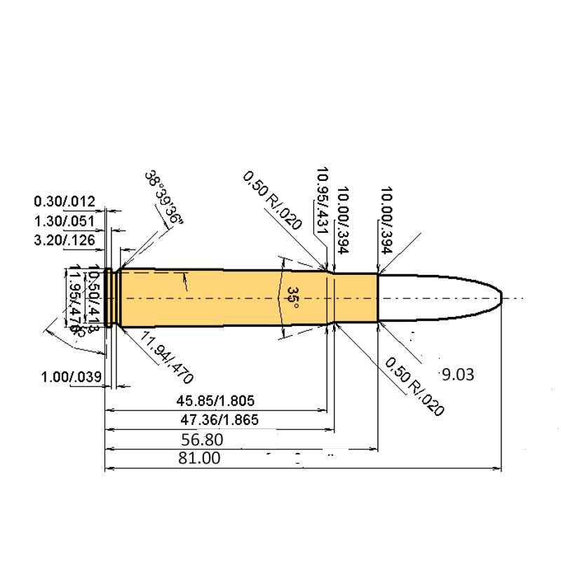 9 x 57 Mauser Catridge Dimensions 9 x 57 Mauser Catridge Dimensions