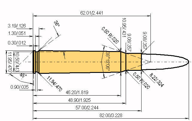 8x57is dimensions Catridge Dimensions