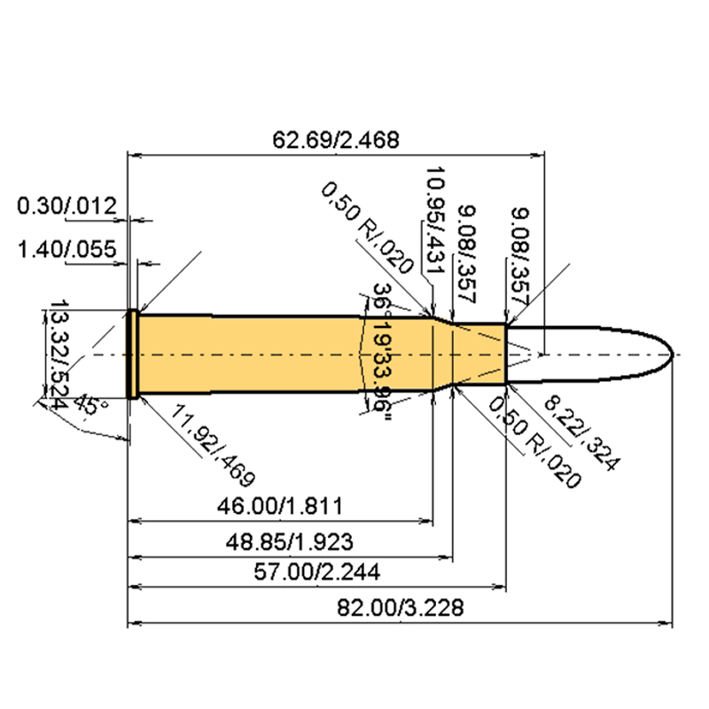 8 x 57 IRS Catridge Dimensions