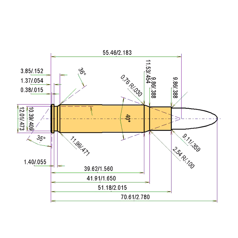 .358 Win. Catridge Dimensions