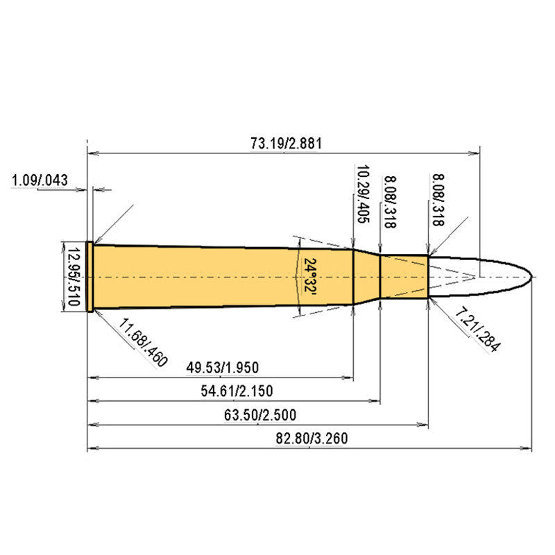 7 mm Mag Fl. H.& H. Catridge Dimensions