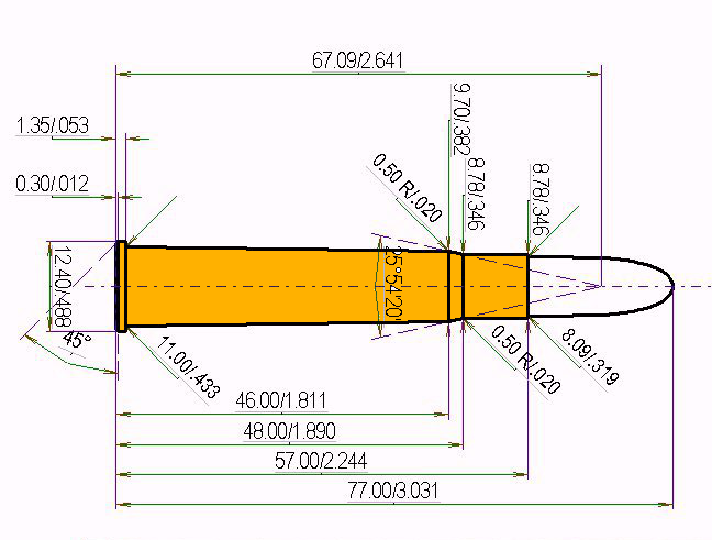 8 x 57 R 360 Catridge Dimensions