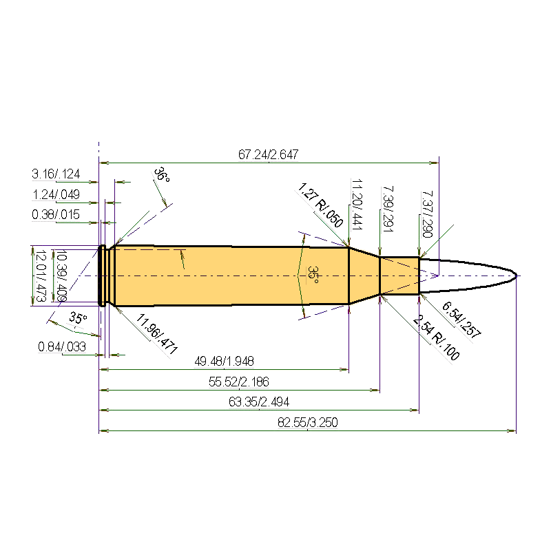 25-06rem Catridge Dimensions