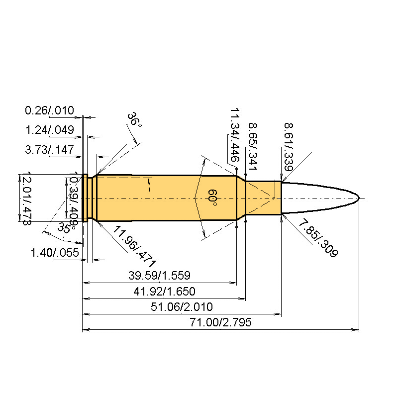 .300 CR Catridge Dimensions