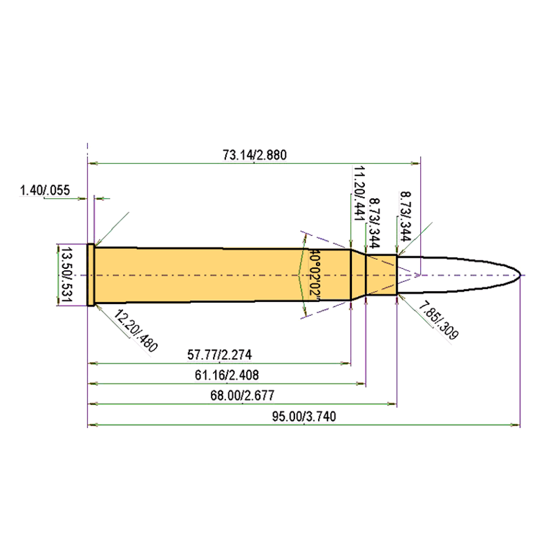 .30 R Blaser Catridge Dimensions