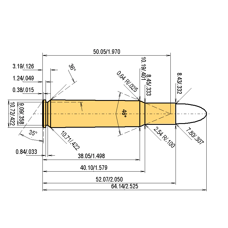 .30 Rem. Catridge Dimensions