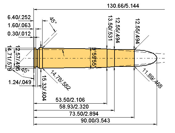 .465 H.& H. Belt. Mag Catridge Dimensions