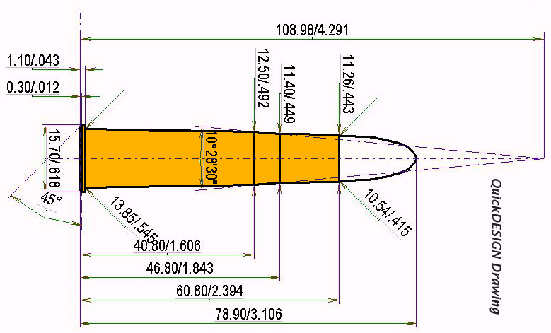 10.3 x 60 R Swiss Catridge Dimensions