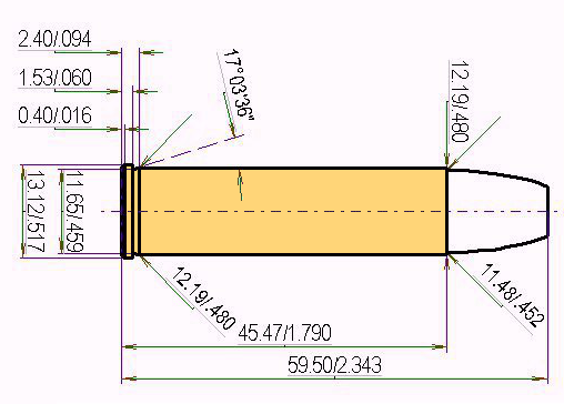 .460 S&W Magnum Catridge Dimensions