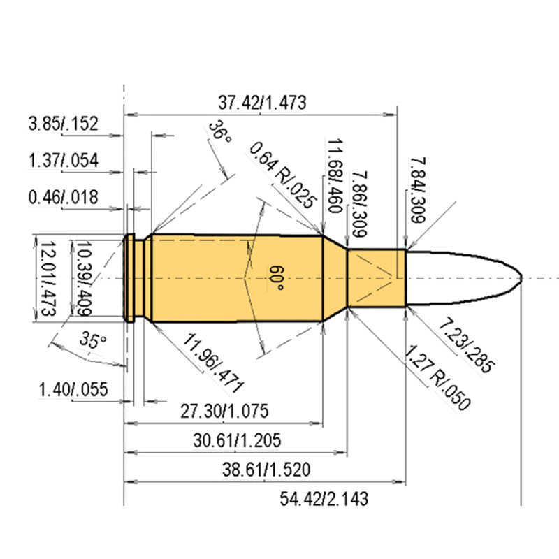 7 mm B.R. Rem. Catridge Dimensions