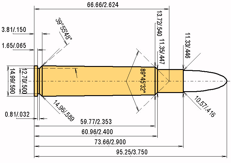 .416 Rigby Catridge Dimensions