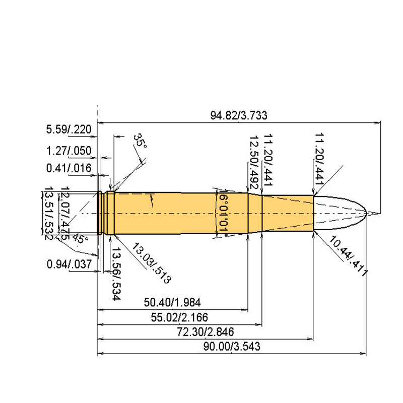 .400 H.& H. Belt.Mag Catridge Dimensions