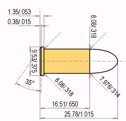 .32 Short Colt Catridge Dimensions