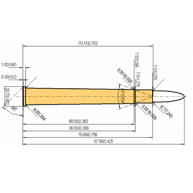 6 x 70 R Catridge Dimensions