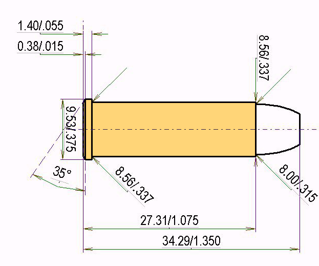 .32 H&R Magnum Catridge Dimensions