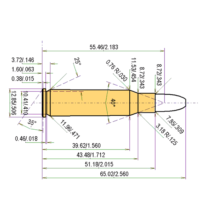 .307 Win. Catridge Dimensions