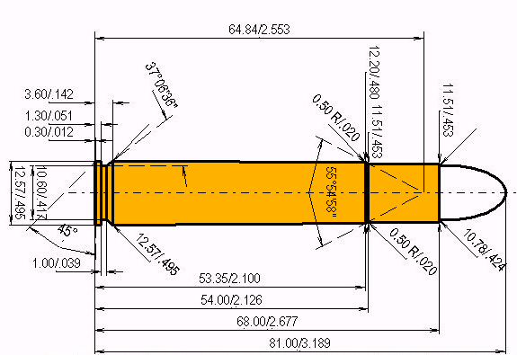 10.75 x 68 Catridge Dimensions