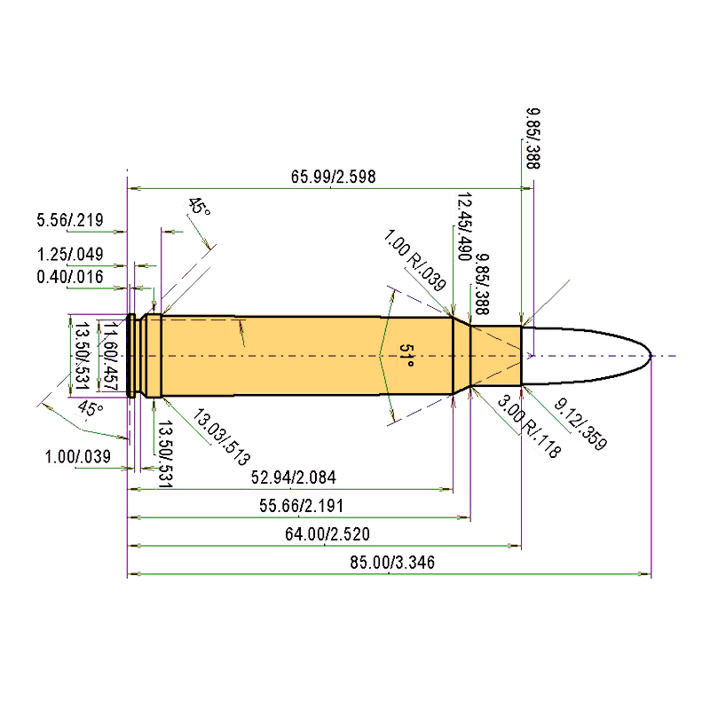 .358 Norma Mag. Catridge Dimensions