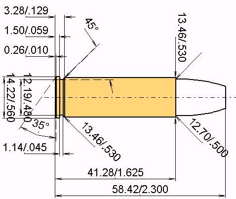 .500 S&W Magnum Catridge Dimensions