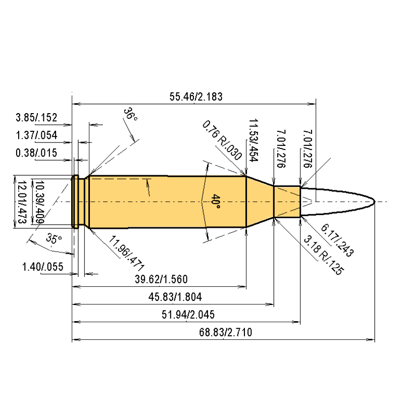 243win Catridge Dimensions