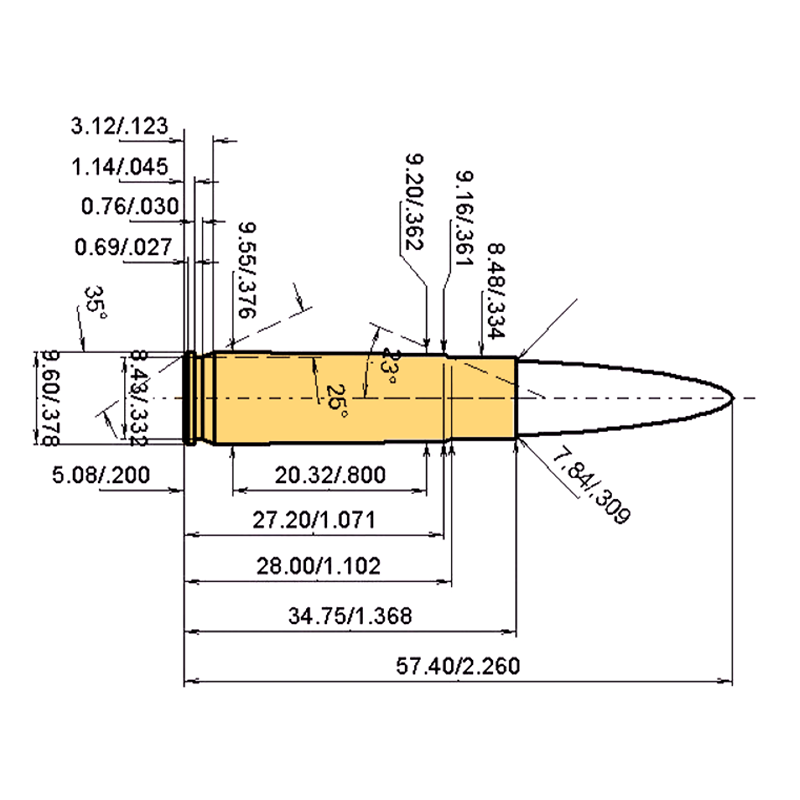 .300 AAC Blackout Catridge Dimensions