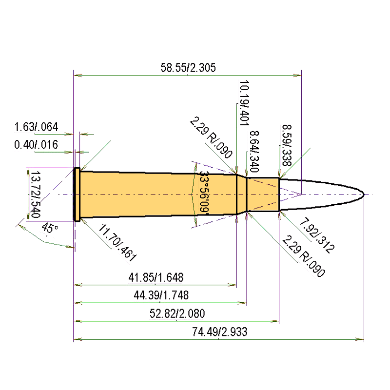 .303 Sporting Catridge Dimensions