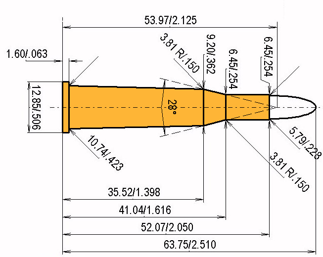 .22 Savage Catridge Dimensions