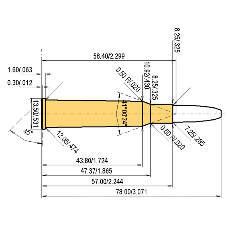 7 x 57 R Catridge Dimensions