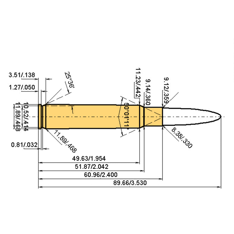 .318 Riml. N.E. Westl Rich. Catridge Dimensions