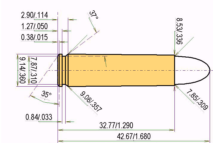 .30 Carbine Catridge Dimensions